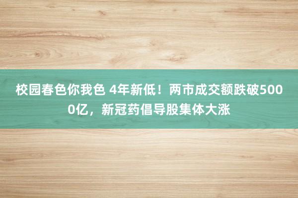 校园春色你我色 4年新低！两市成交额跌破5000亿，新冠药倡导股集体大涨