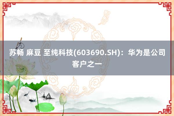 苏畅 麻豆 至纯科技(603690.SH)：华为是公司客户之一