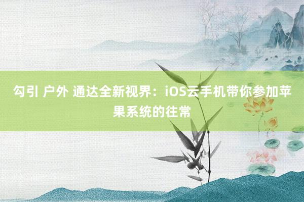 勾引 户外 通达全新视界：iOS云手机带你参加苹果系统的往常