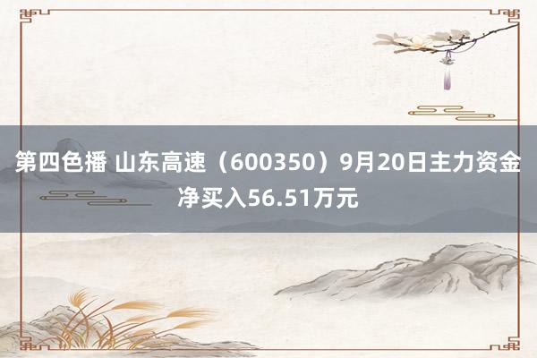 第四色播 山东高速（600350）9月20日主力资金净买入56.51万元