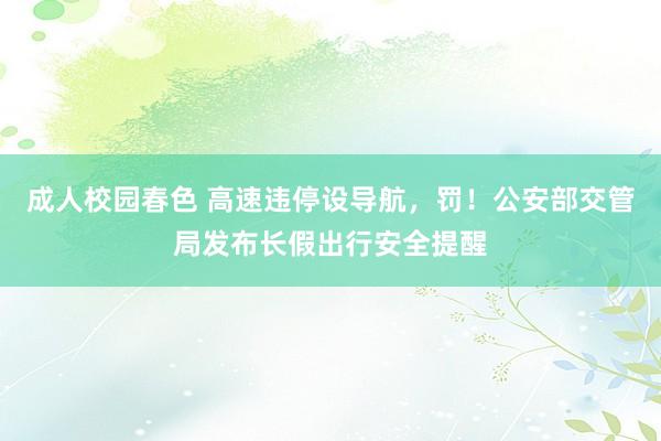 成人校园春色 高速违停设导航，罚！公安部交管局发布长假出行安全提醒