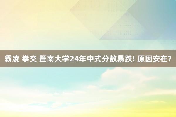 霸凌 拳交 暨南大学24年中式分数暴跌! 原因安在?