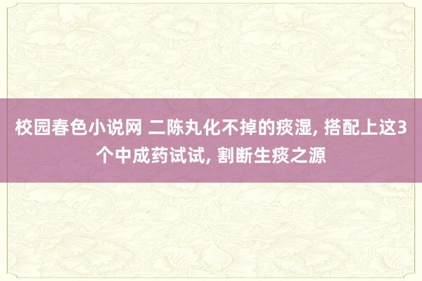 校园春色小说网 二陈丸化不掉的痰湿， 搭配上这3个中成药试试， 割断生痰之源