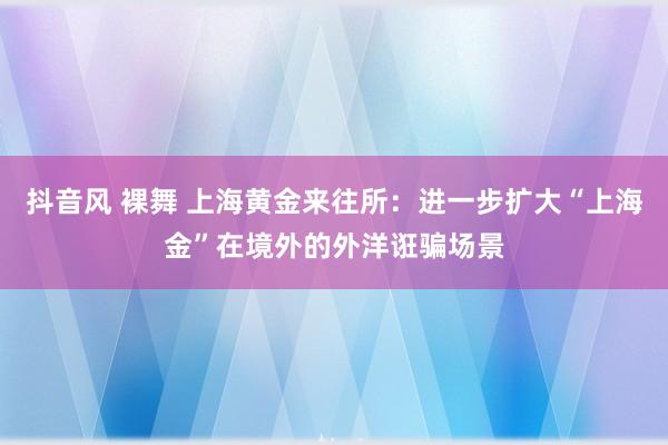 抖音风 裸舞 上海黄金来往所：进一步扩大“上海金”在境外的外洋诳骗场景