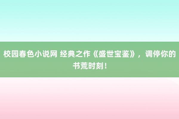 校园春色小说网 经典之作《盛世宝鉴》，调停你的书荒时刻！