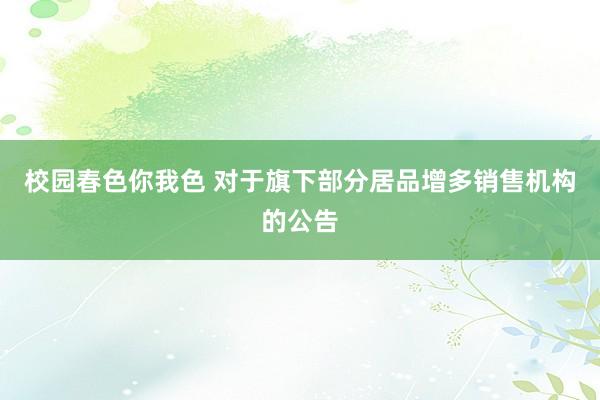 校园春色你我色 对于旗下部分居品增多销售机构的公告