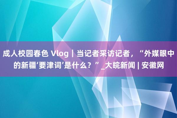 成人校园春色 Vlog｜当记者采访记者，“外媒眼中的新疆‘要津词’是什么？”_大皖新闻 | 安徽网