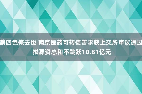 第四色俺去也 南京医药可转债苦求获上交所审议通过 拟募资总和不跳跃10.81亿元