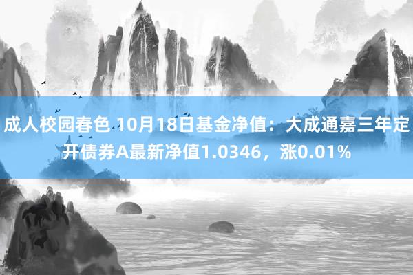 成人校园春色 10月18日基金净值：大成通嘉三年定开债券A最新净值1.0346，涨0.01%