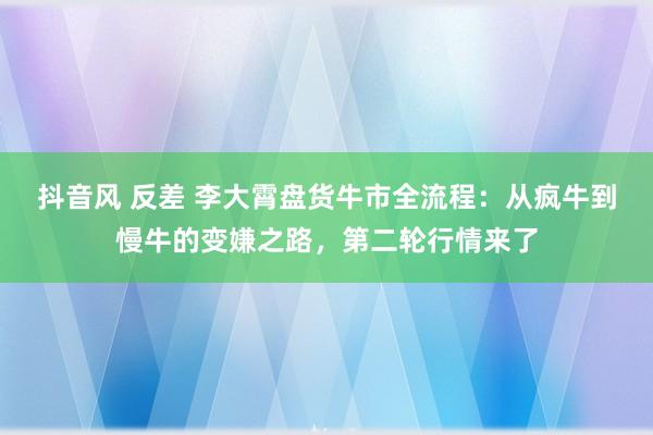 抖音风 反差 李大霄盘货牛市全流程：从疯牛到慢牛的变嫌之路，第二轮行情来了