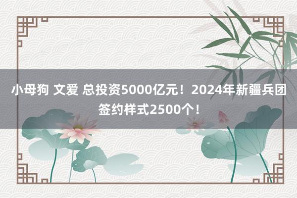 小母狗 文爱 总投资5000亿元！2024年新疆兵团签约样式2500个！