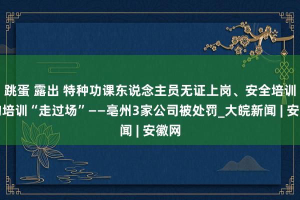 跳蛋 露出 特种功课东说念主员无证上岗、安全培训机构培训“走过场”——亳州3家公司被处罚_大皖新闻 | 安徽网