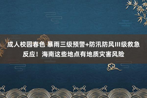 成人校园春色 暴雨三级预警+防汛防风Ⅲ级救急反应！海南这些地点有地质灾害风险