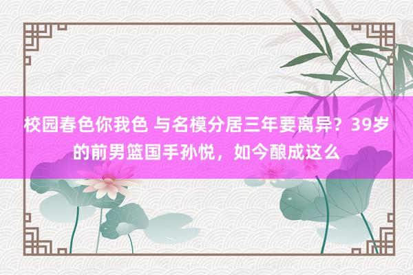 校园春色你我色 与名模分居三年要离异？39岁的前男篮国手孙悦，如今酿成这么