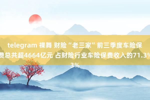 telegram 裸舞 财险“老三家”前三季度车险保费总共超4664亿元 占财险行业车险保费收入的71.3%