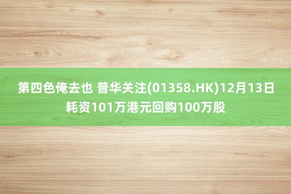 第四色俺去也 普华关注(01358.HK)12月13日耗资101万港元回购100万股