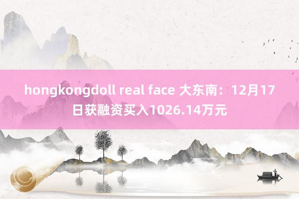 hongkongdoll real face 大东南：12月17日获融资买入1026.14万元