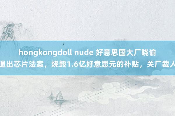 hongkongdoll nude 好意思国大厂晓谕退出芯片法案，烧毁1.6亿好意思元的补贴，关厂裁人