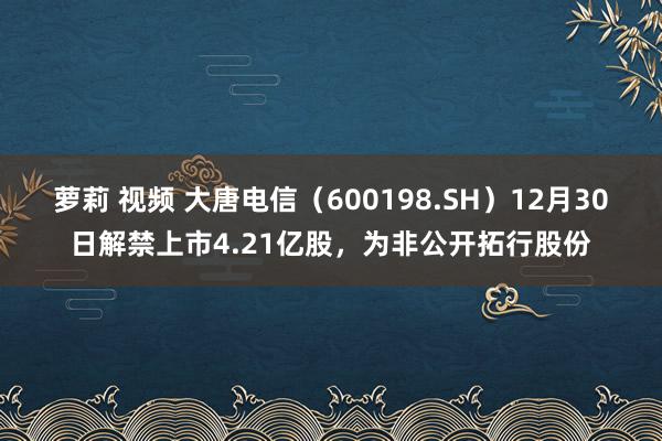 萝莉 视频 大唐电信（600198.SH）12月30日解禁上市4.21亿股，为非公开拓行股份