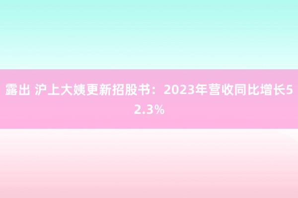 露出 沪上大姨更新招股书：2023年营收同比增长52.3%