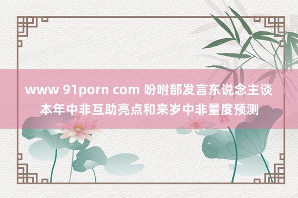 www 91porn com 吩咐部发言东说念主谈本年中非互助亮点和来岁中非量度预测