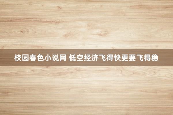 校园春色小说网 低空经济飞得快更要飞得稳