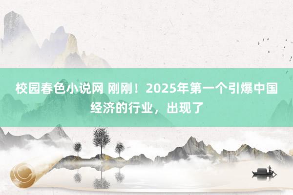 校园春色小说网 刚刚！2025年第一个引爆中国经济的行业，出现了