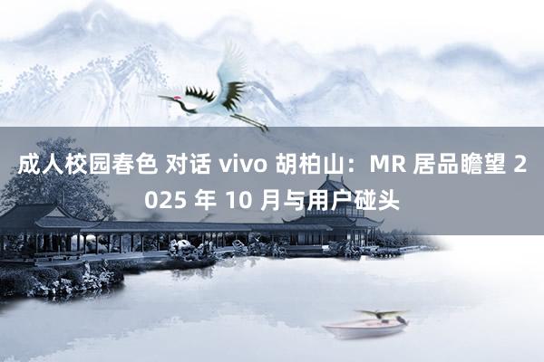 成人校园春色 对话 vivo 胡柏山：MR 居品瞻望 2025 年 10 月与用户碰头