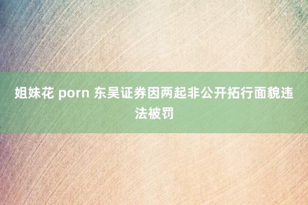 姐妹花 porn 东吴证券因两起非公开拓行面貌违法被罚