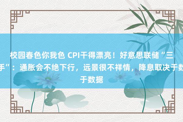 校园春色你我色 CPI干得漂亮！好意思联储“三把手”：通胀会不绝下行，远景很不祥情，降息取决于数据